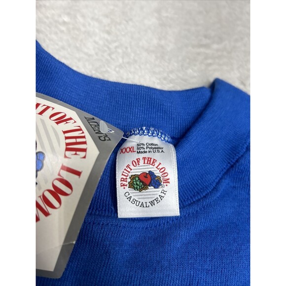 Vintage NWT 90s Fruit of the Loom Blank Blue Crewneck Sweatshirt Men's Size 3XL - Picture 4 of 9